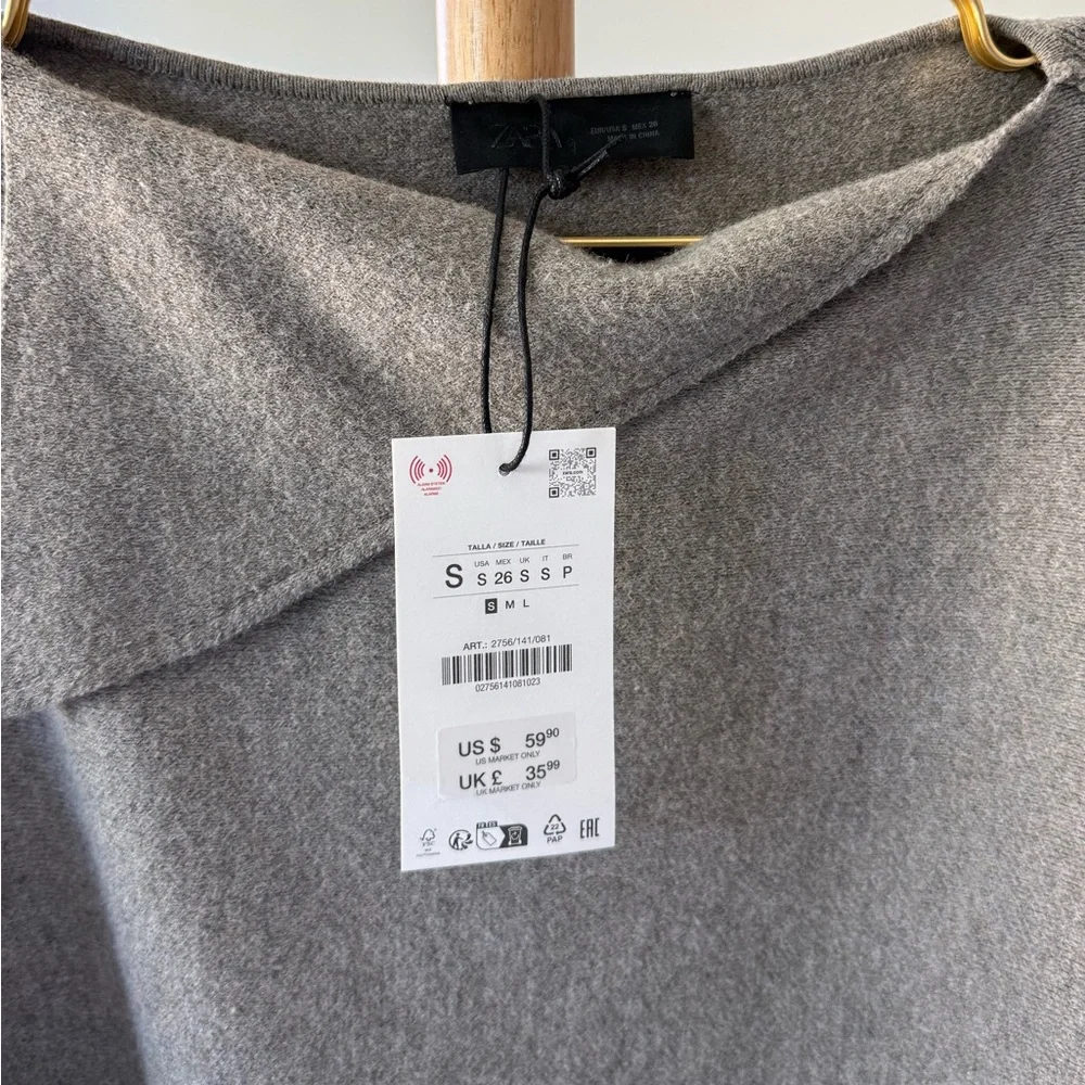 Zara LAPEL COLLAR KNIT JUMPER - Picture 4 of 5